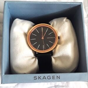 SKAGEN UNISEX BLACK LEATHER WATCH